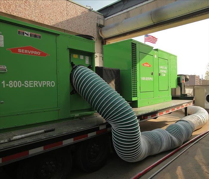 SERVPRO drying equipment setup outside of a New York City building.